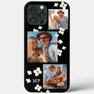 Daisy Monogram 3 Photo Collage Trendy Modern Girly iPhone 13 Pro Max Case