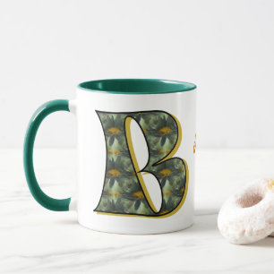 Daisy Monogram Initial B Personalized Mug