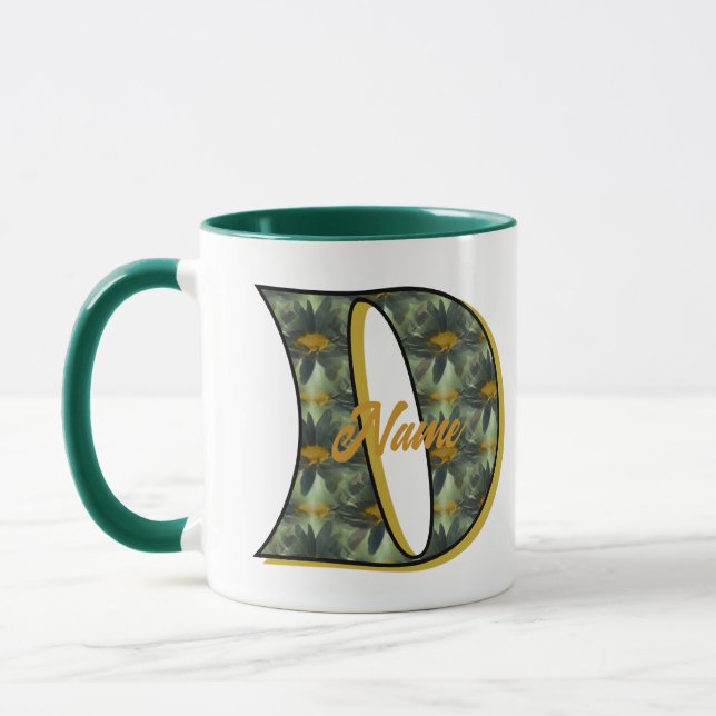 Daisy Monogram Initial D Personalized Mug (Left)