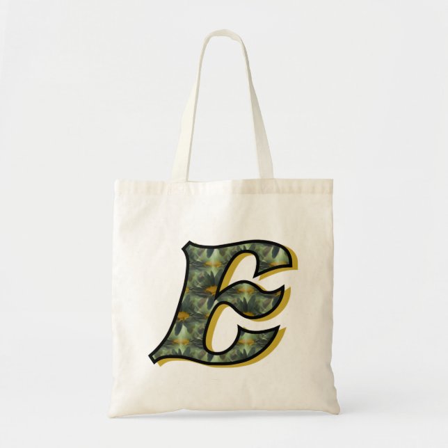 Daisy Monogram Initial E Tote Bag (Front)