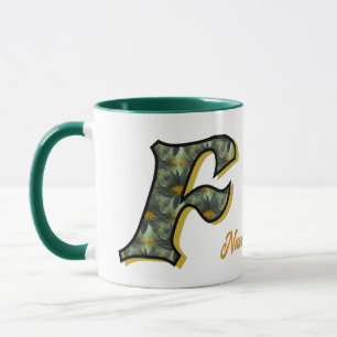 Daisy Monogram Initial F Personalized Mug