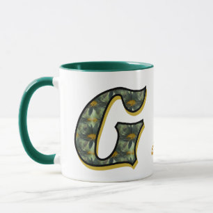 Daisy Monogram Initial G Personalized Mug