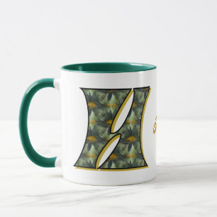 Daisy Monogram Initial H Personalized Mug