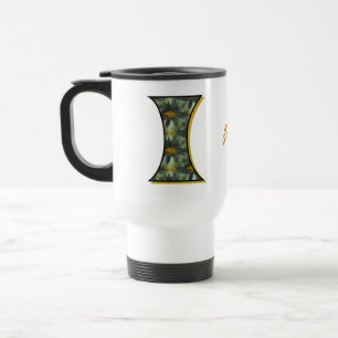 Daisy Monogram Initial I Personalized Travel Mug