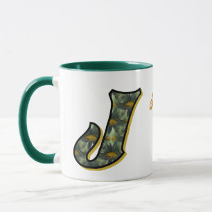 Daisy Monogram Initial J Personalized Mug
