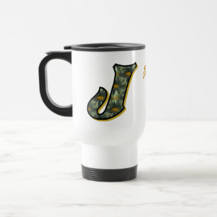 Daisy Monogram Initial J Personalized Travel Mug