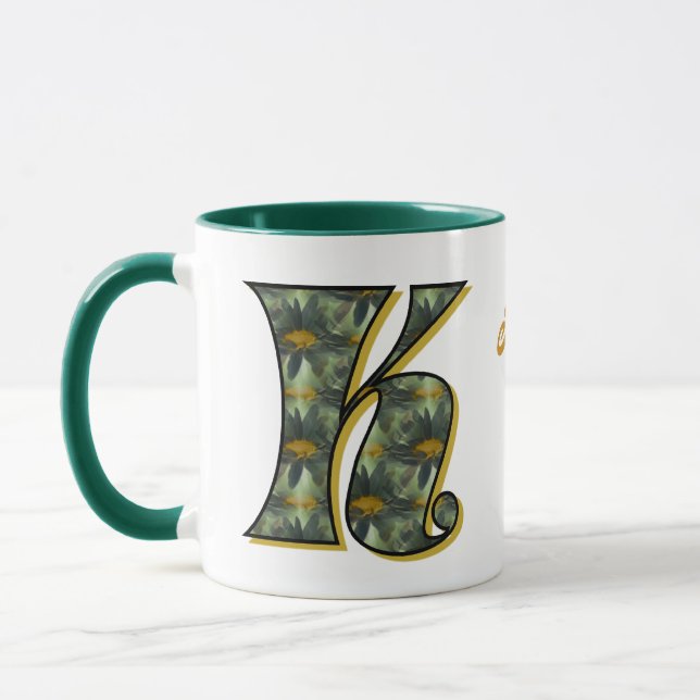 Daisy Monogram Initial K Personalized Mug (Left)