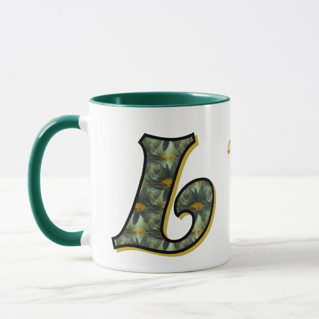 Daisy Monogram Initial L Personalized Mug (Left)
