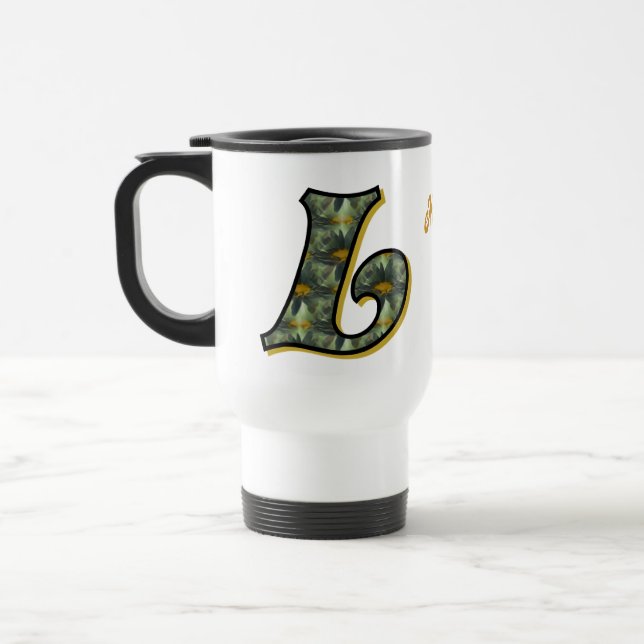 Daisy Monogram Initial L Personalized Travel Mug (Left)
