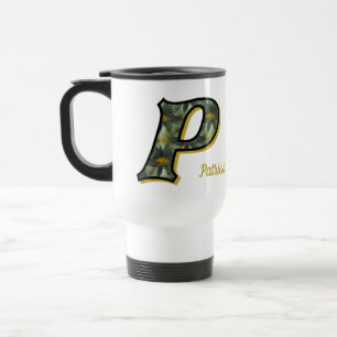 Daisy Monogram Initial P Personalized Travel Mug