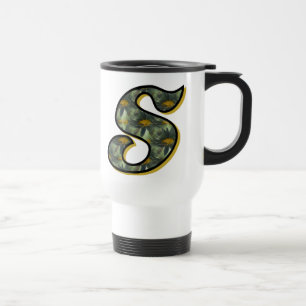 Daisy Monogram Initial S Travel Mug