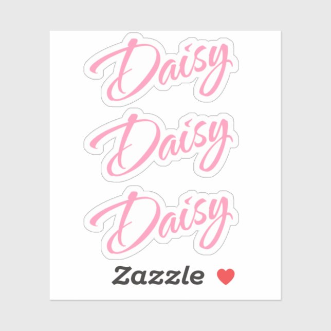 Daisy name pink cursive font x3 (Sheet)