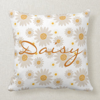 Daisy name reveal custom retro daisy boho flower throw pillow