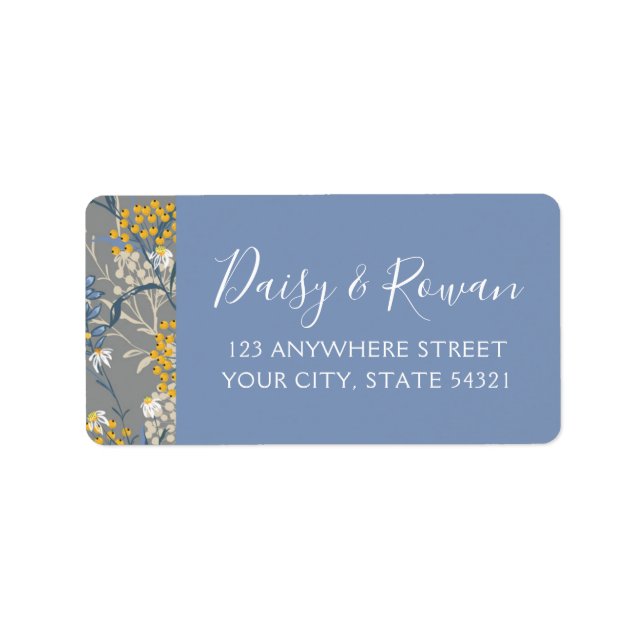 Daisy Navy Blue & Yellow Rowan Berries Address Label (Front)