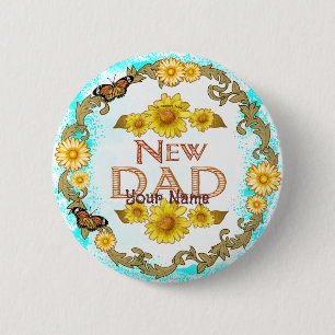 Daisy New Dad 2 Inch Round Button