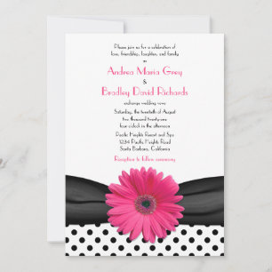 Daisy noir blanc Polka Faire-part de mariage point