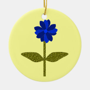 Daisy Ocean Blue Custom Birthday Ceramic Ornament