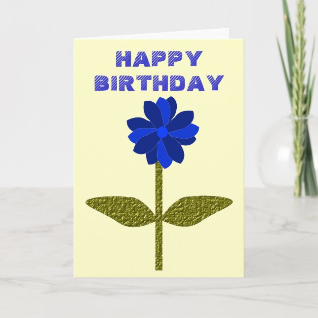 Daisy Ocean Blue Customizable Birthday Card (Front)