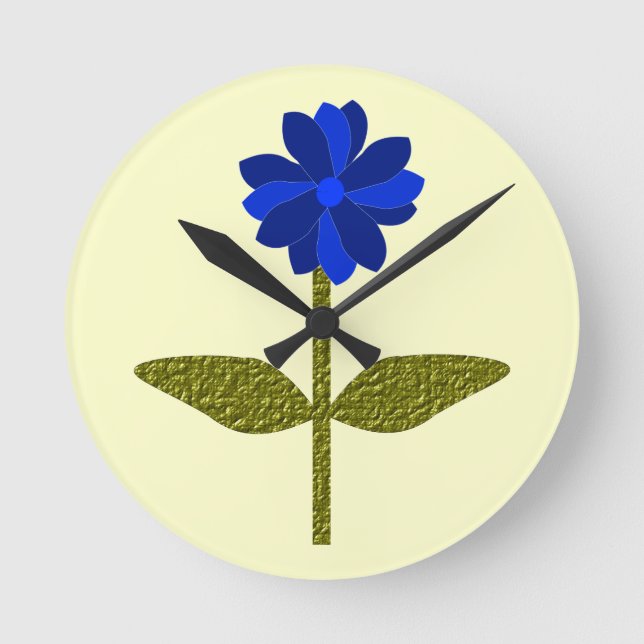 Daisy Ocean Blue Wall Clock (Front)