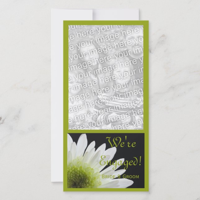 Daisy on Black Marriage Fiançailles Faire-part (Devant)