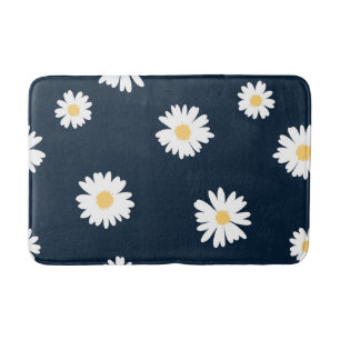 Daisy On Blue Pattern Bath Mat