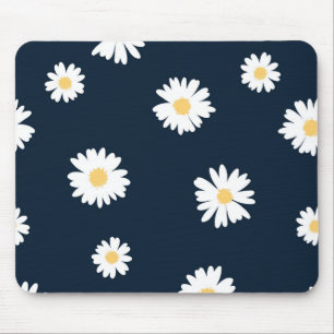 Daisy On Blue Pattern Mouse Pad