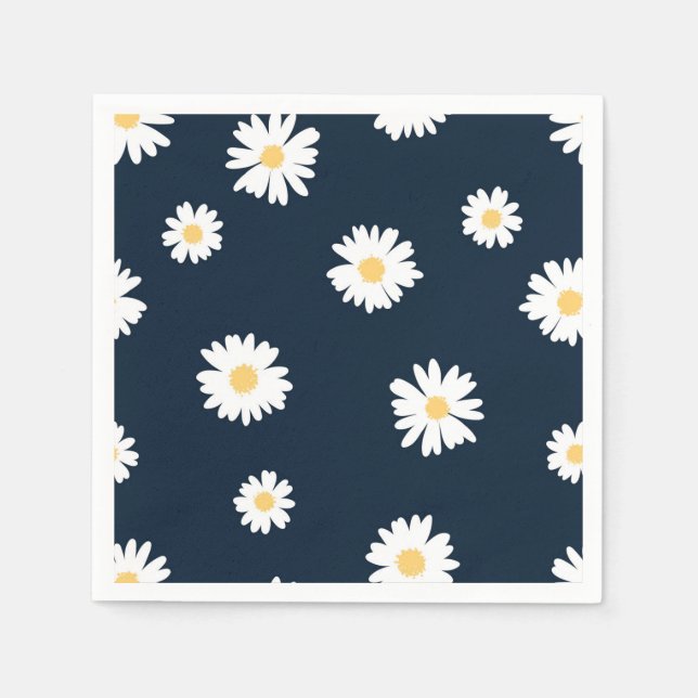 Daisy On Blue Pattern Napkin (Front)