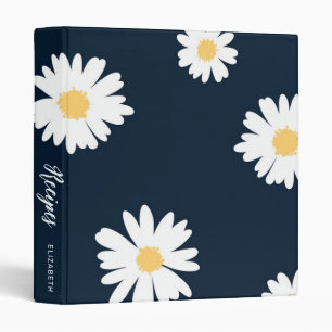 Daisy On Blue Pattern Recipe Book Binder
