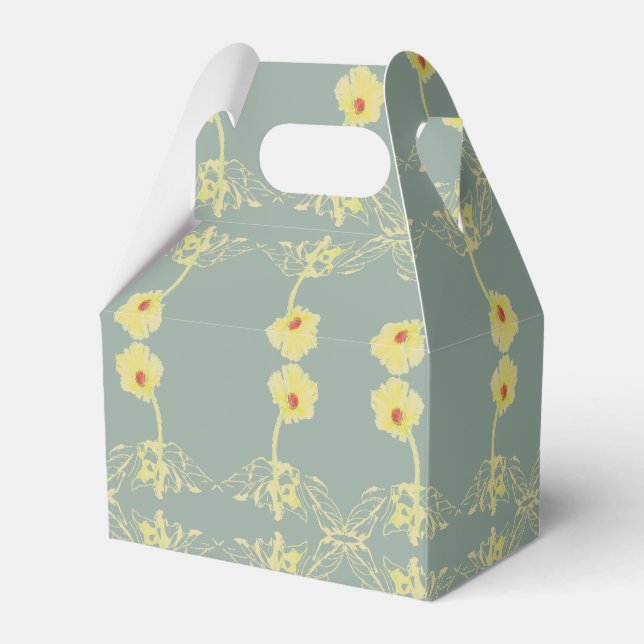 Daisy on Grey Wedding Favor Box (Back Side)