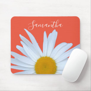 Daisy Orange Elegant White Script Mouse Pad