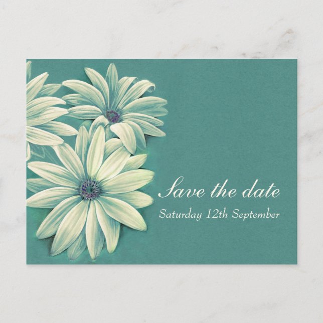Daisy osteospermum wedding save the date card (Front)