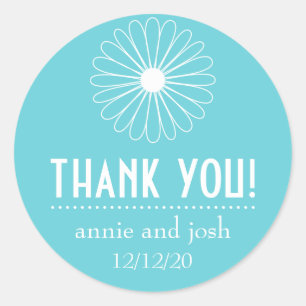 Daisy Outline Thank You Labels (Teal)