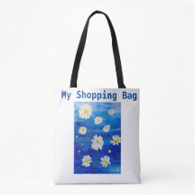 Daisy Painting Designed Reusable Shopping Bag