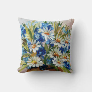 Daisy painting throw pillow