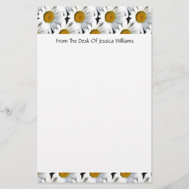 Daisy Pattern Customizable Stationery (Front)
