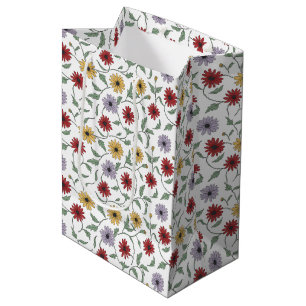 Daisy Pattern Doodle Pen and Ink Style Medium Gift Bag
