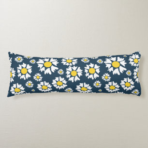 Daisy Pattern, Floral Pattern, White Daisies Body Pillow