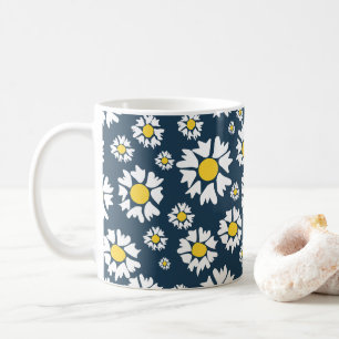Daisy Pattern, Floral Pattern, White Daisies Coffee Mug