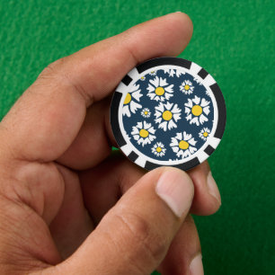 Daisy Pattern, Floral Pattern, White Daisies Poker Chips