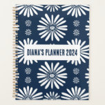 Daisy Pattern Flowers Blooms Floral Navy CUSTOM  Planner<br><div class="desc">Hello! I hope you like this original artwork design. Add your own text,  change the colours or fonts to personalize it. Check my shop for more designs. If you'd like something custom please let me know.</div>