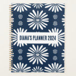 Daisy Pattern Flowers Blooms Floral Navy CUSTOM Planner<br><div class="desc">Hello! I hope you like this original artwork design. Add your own text, change the colours or fonts to personalize it. Check my shop for more designs. If you'd like something custom please let me know.</div>