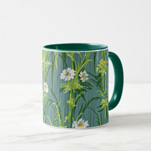 Daisy Pattern, green pattern, Mug