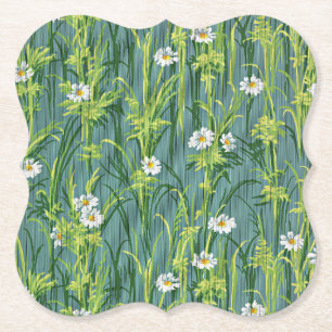 Daisy Pattern, green pattern, Paper Coaster