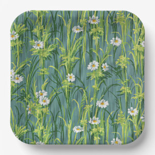 Daisy Pattern, green pattern, Paper Plate