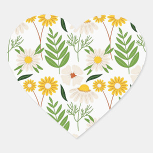 Daisy Pattern Heart Sticker