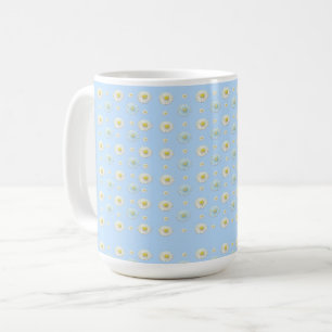 Daisy Pattern on light blue background  Coffee Mug