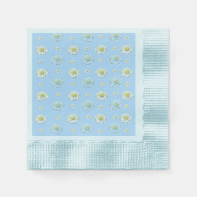 Daisy Pattern on light blue background  Napkin (Front)