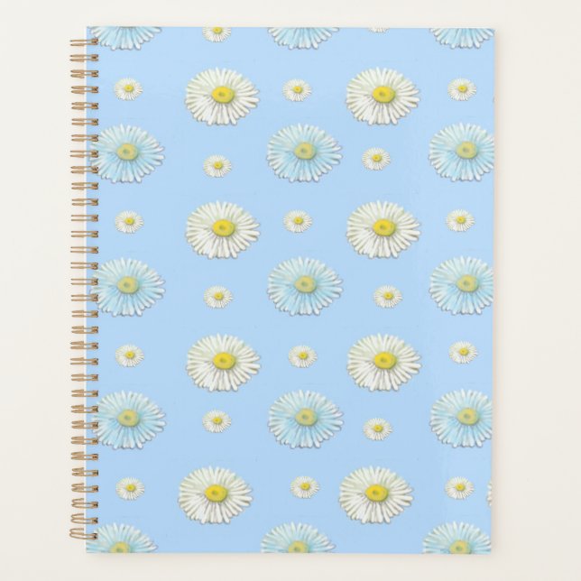 Daisy Pattern on light blue background  Planner (Front)