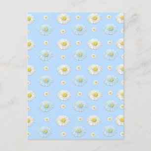 Daisy Pattern on light blue background Postcard