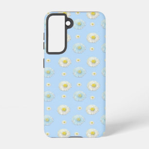Daisy Pattern on light blue background   Samsung Galaxy Case